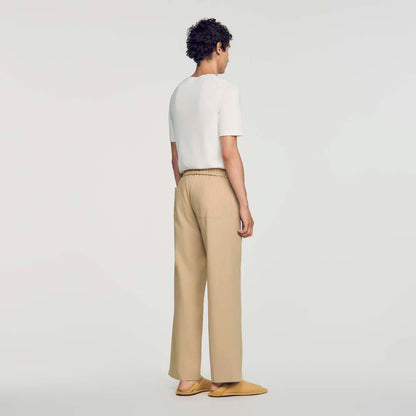 Rope Pant Wide-leg cotton trousers Cappucino