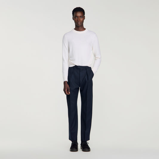 Gerard Pants Flannel Wide-leg wool trousers Navy Blue
