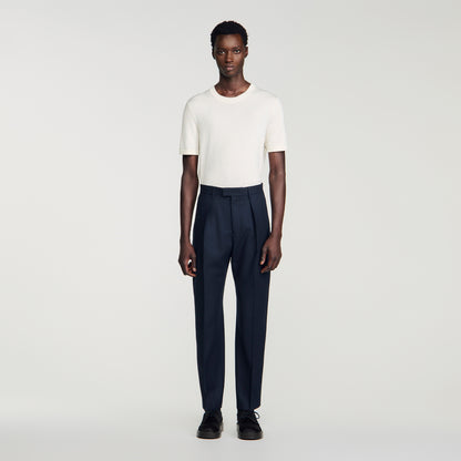 Gerard Pants Flannel Wide-leg wool trousers Navy Blue