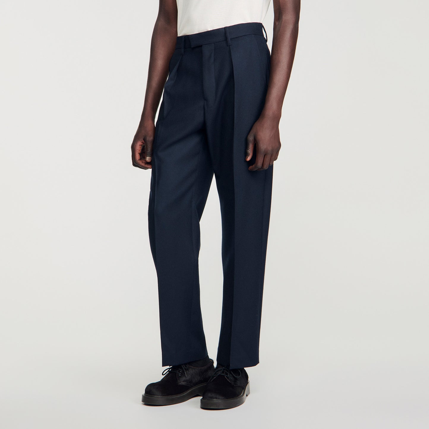 Gerard Pants Flannel Wide-leg wool trousers Navy Blue