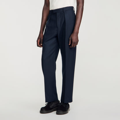 Gerard Pants Flannel Wide-leg wool trousers Navy Blue