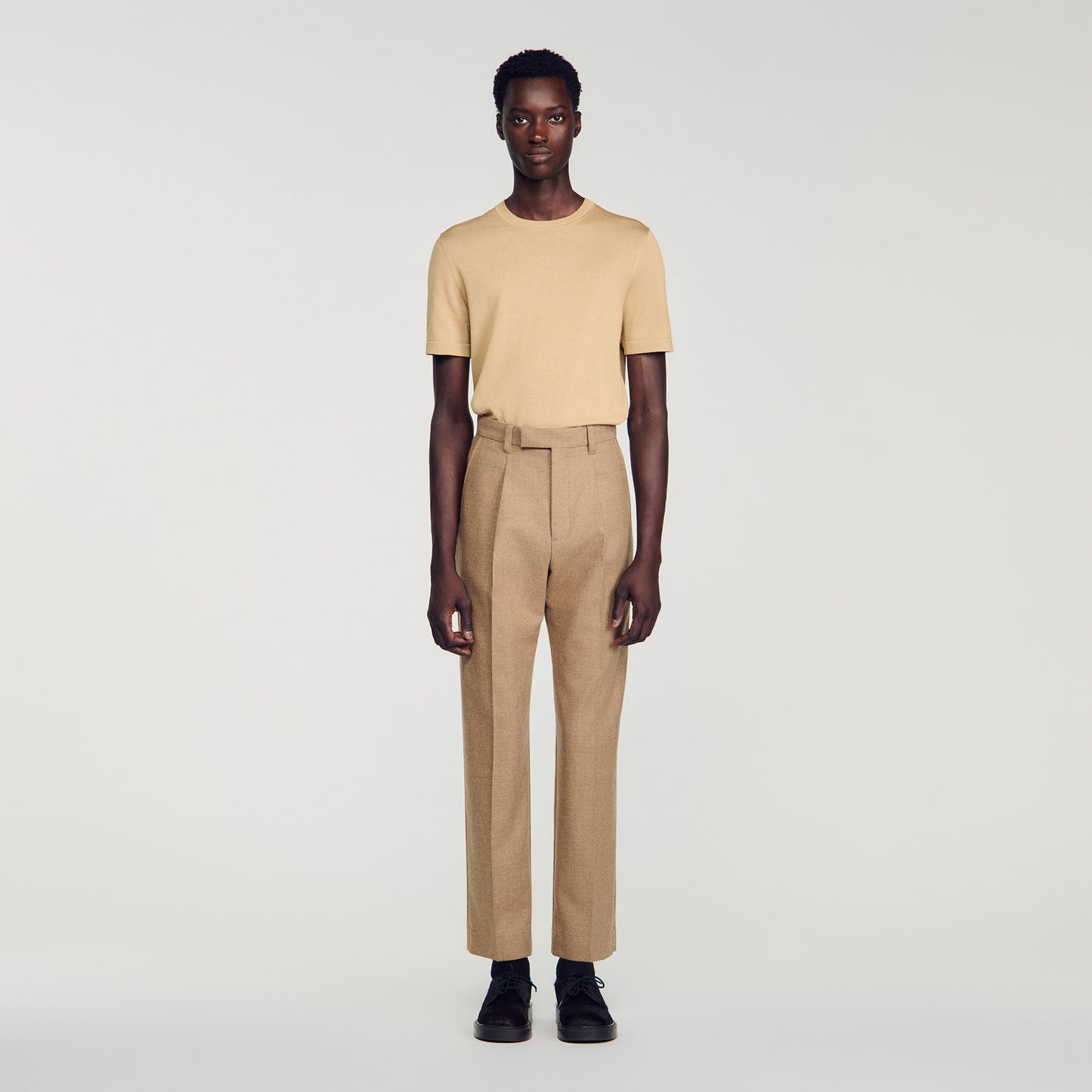 Gerard Pants Flannel Suit Beige Wide-leg wool suit trouser Beige
