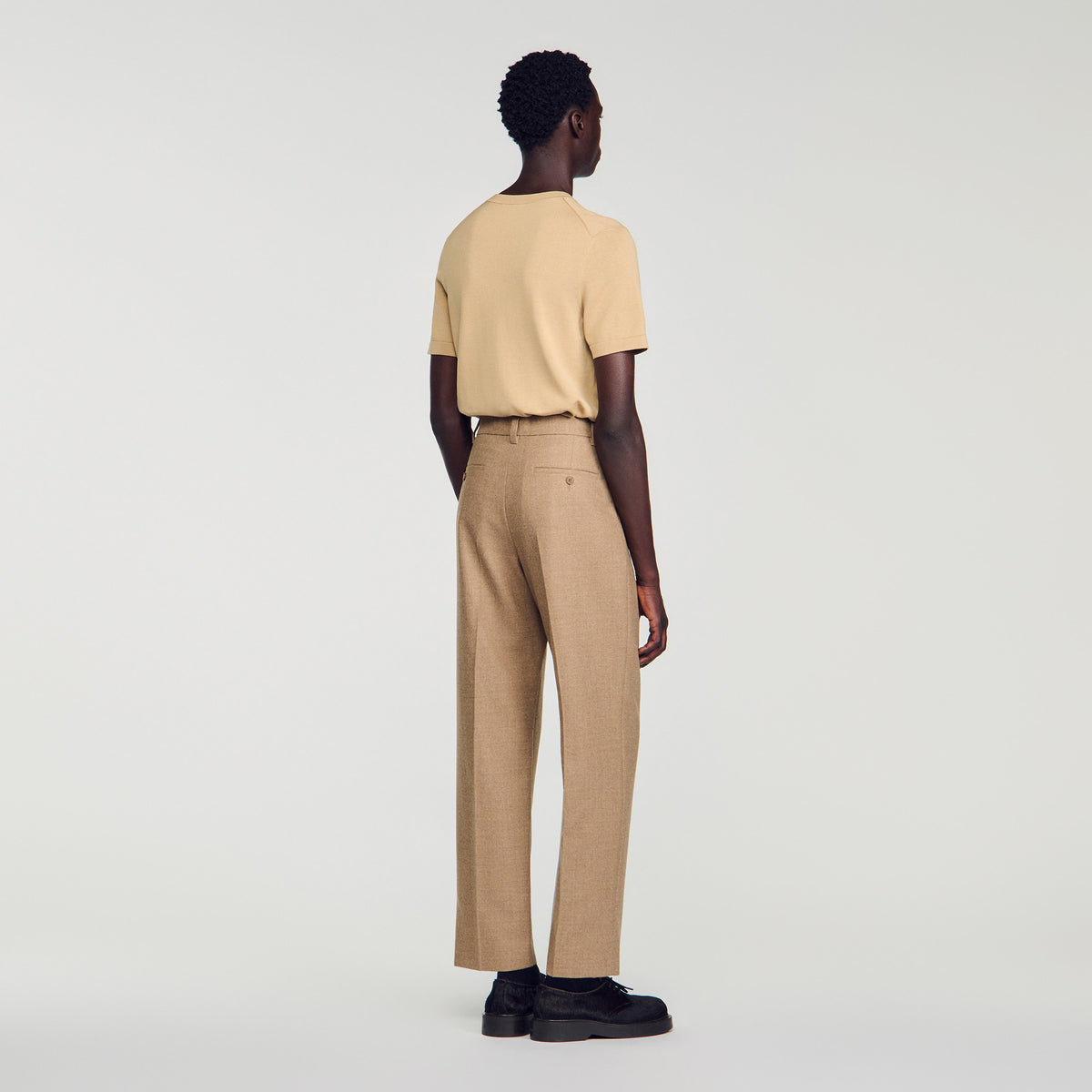 Gerard Pants Flannel Suit Beige Wide-leg wool suit trouser Beige