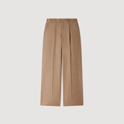 Gerard Pants Flannel Suit Beige Wide-leg wool suit trouser Beige