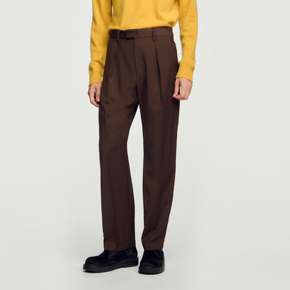 Gerard Pants Wool Wide-leg wool trousers Tabac Fonce