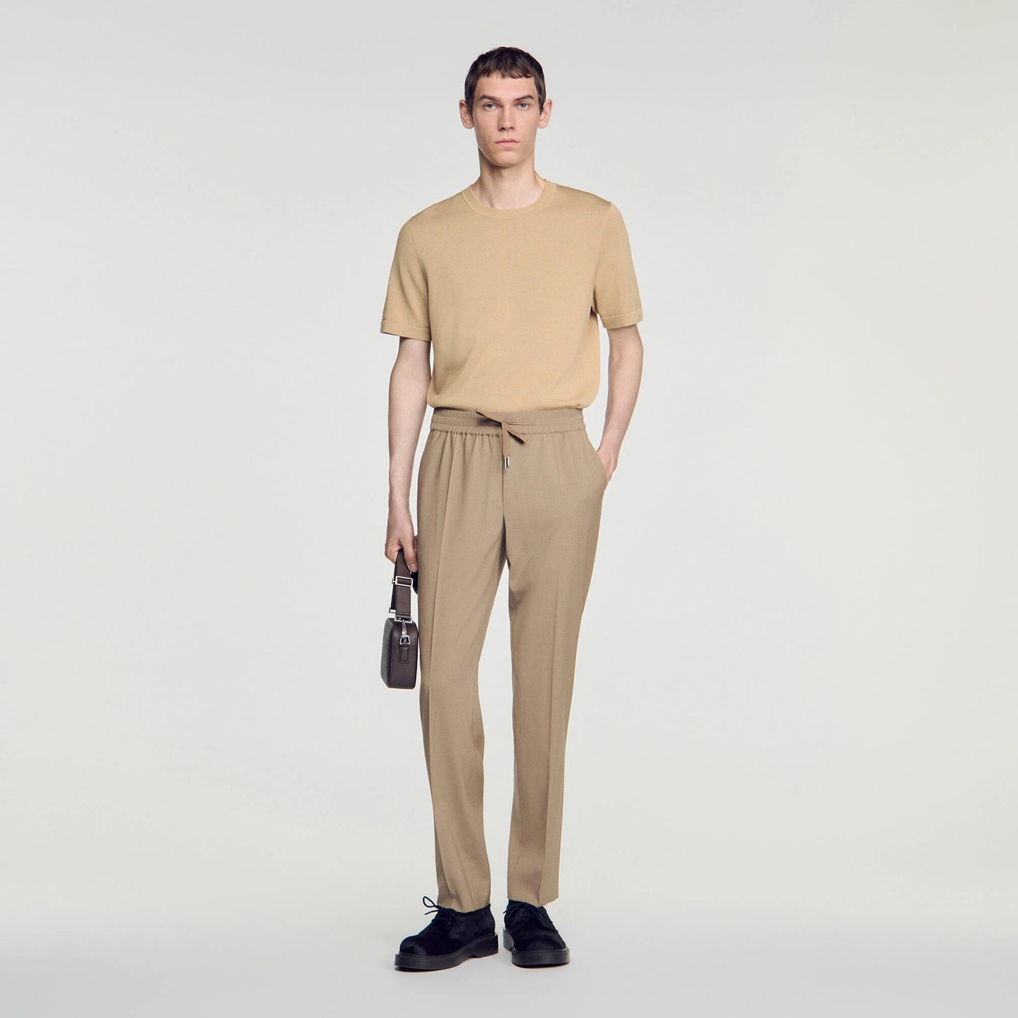 New Alpha Elasticated wool trousers Cappucino