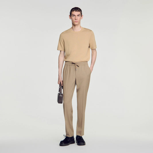 New Alpha Elasticated wool trousers Cappucino