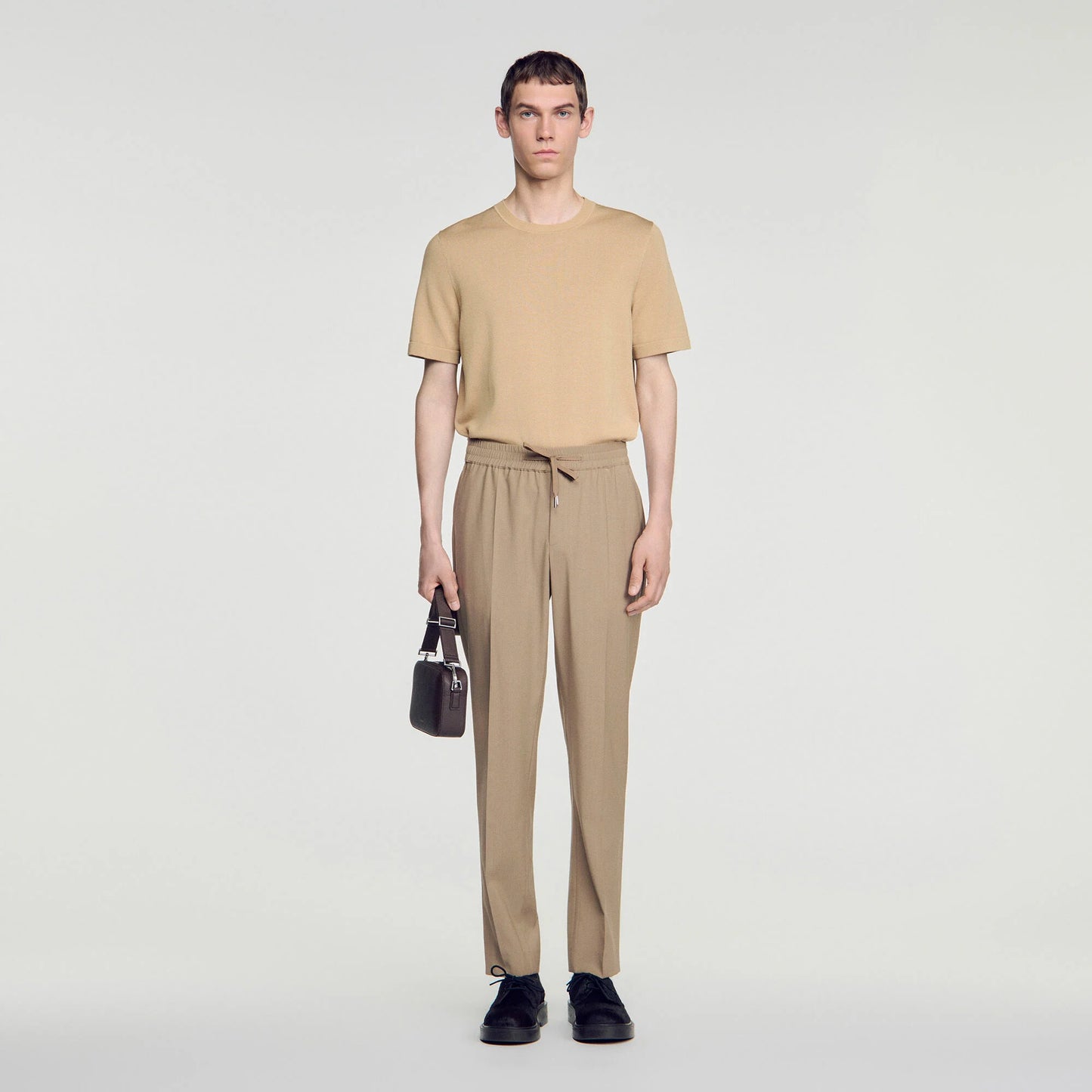 New Alpha Elasticated wool trousers Cappucino