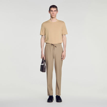 New Alpha Elasticated wool trousers Cappucino