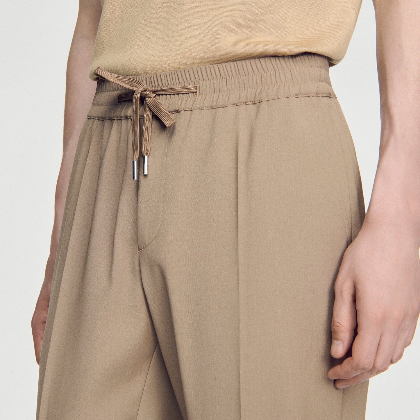 New Alpha Elasticated wool trousers Cappucino
