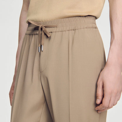 New Alpha Elasticated wool trousers Cappucino