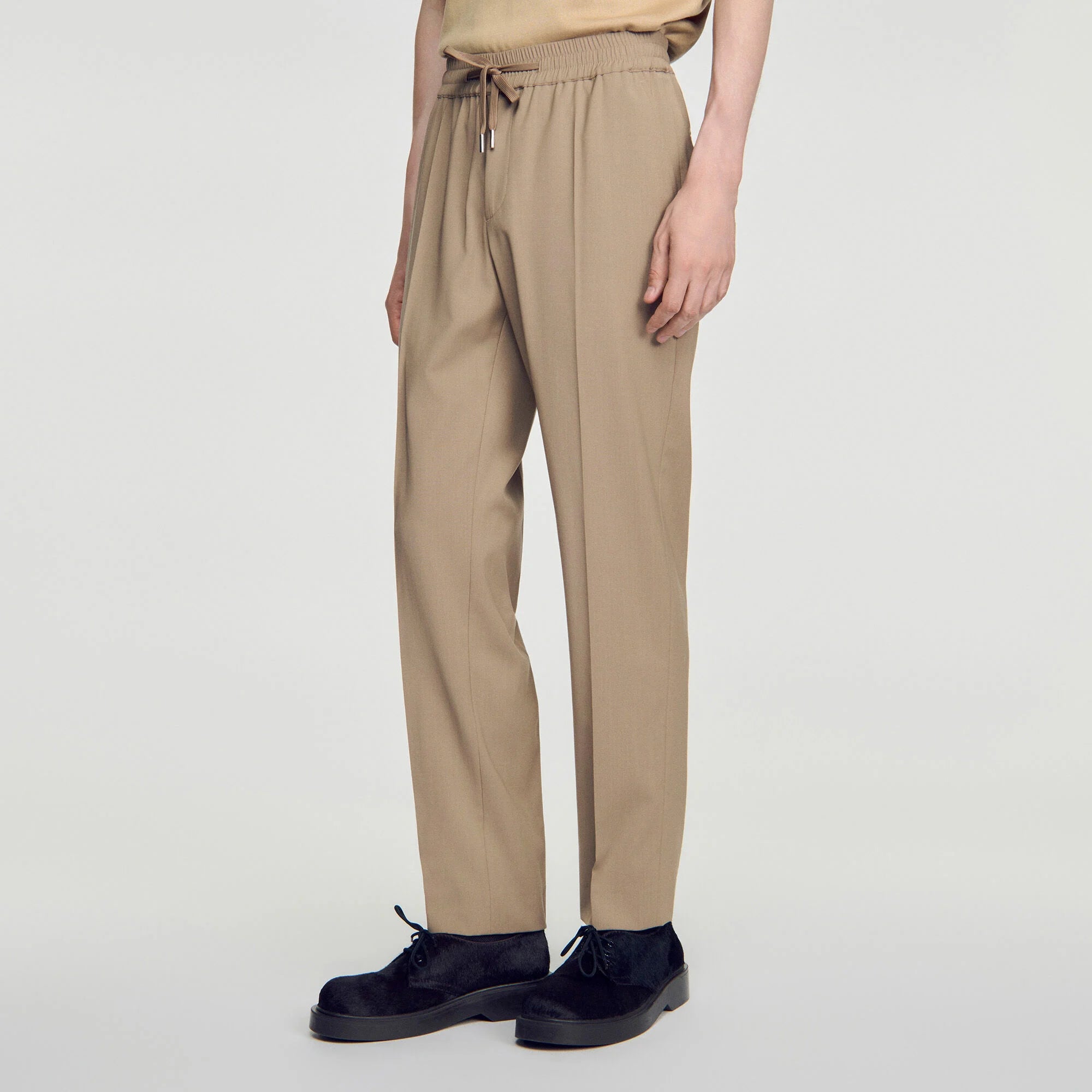 New Alpha Elasticated wool trousers Cappucino