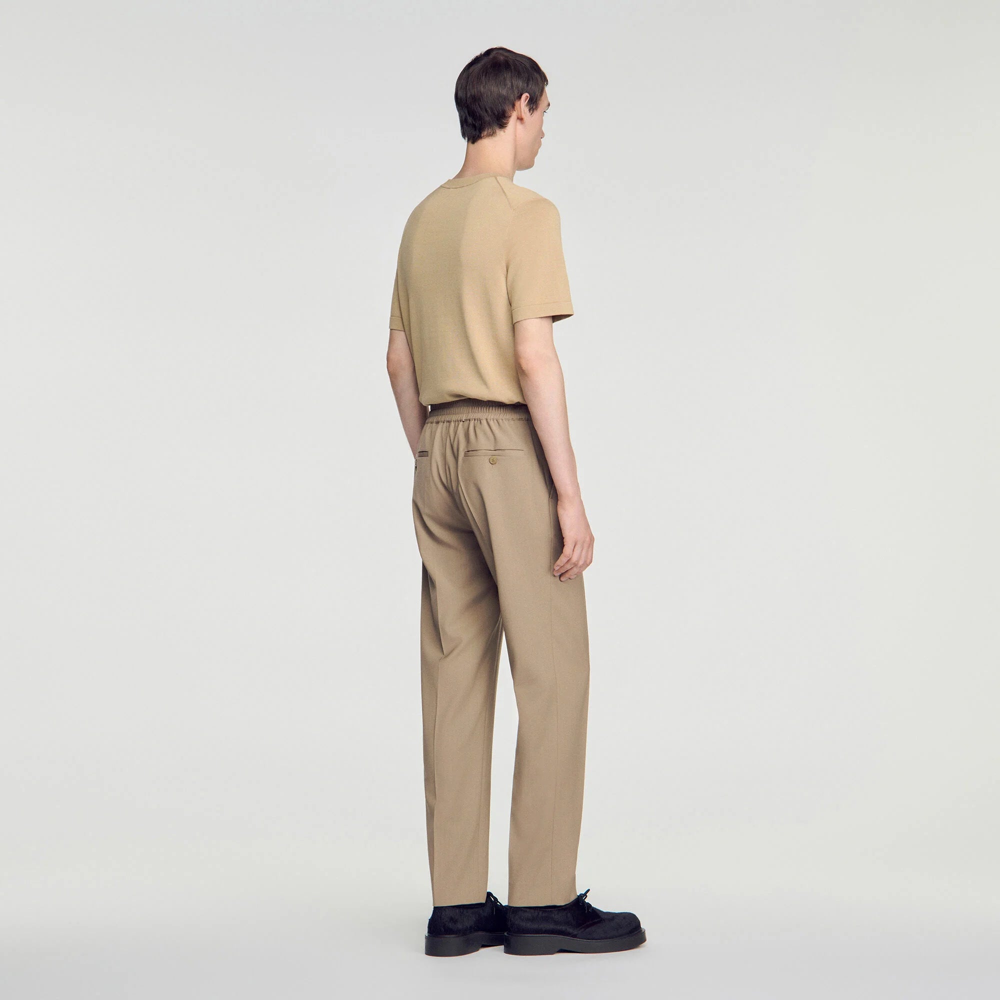 New Alpha Elasticated wool trousers Cappucino