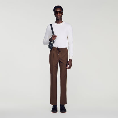 New Alpha Elasticated wool trousers Tabac Fonce