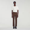 New Alpha Elasticated wool trousers Tabac Fonce