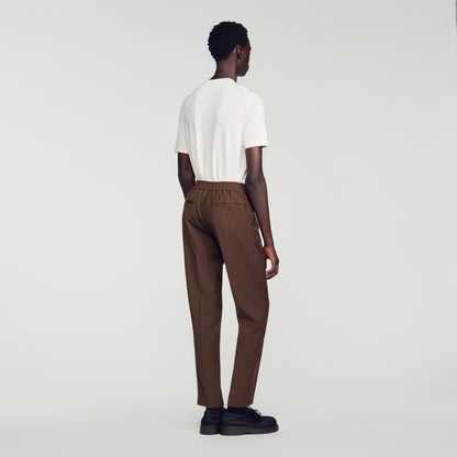 New Alpha Elasticated wool trousers Tabac Fonce
