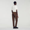 New Alpha Elasticated wool trousers Tabac Fonce