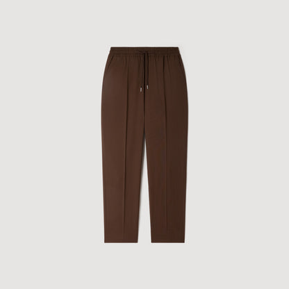 New Alpha Elasticated wool trousers Tabac Fonce