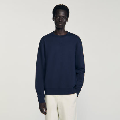Rubber Sandro Crewneck Logo Sweatshirt Midnight Blue