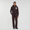 Layered Flower Hoodie Sweatshirt With Flower Patch Chocolate