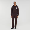 Layered Flower Hoodie Sweatshirt With Flower Patch Chocolate