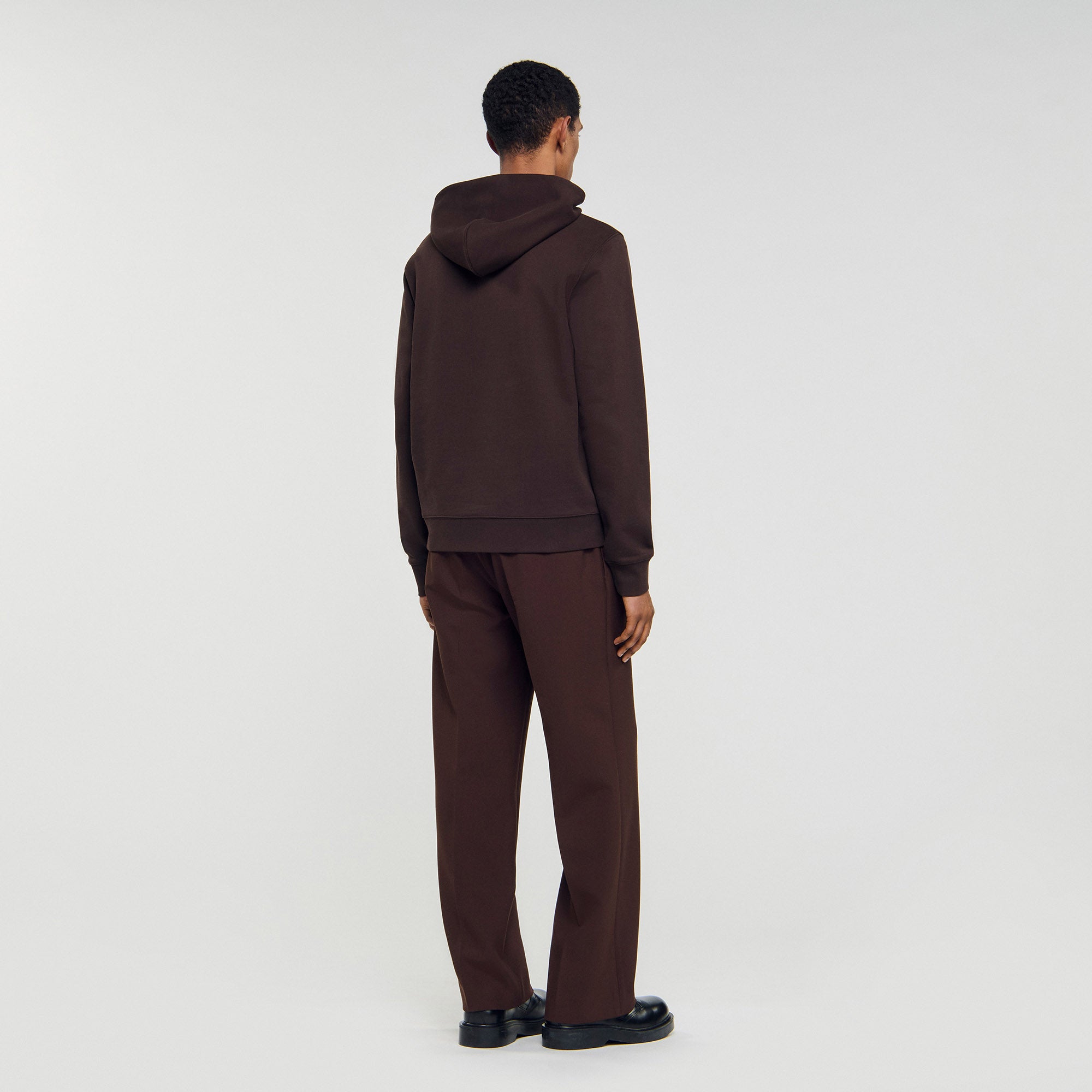 Layered Flower Hoodie Sweatshirt With Flower Patch Chocolate