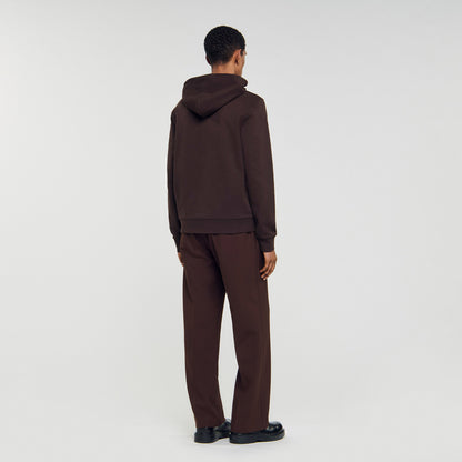 Layered Flower Hoodie Sweatshirt With Flower Patch Chocolate