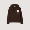 Layered Flower Hoodie Sweatshirt With Flower Patch Chocolate