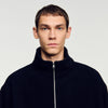 L Fleece Zipped standing collar sweatshirt Black