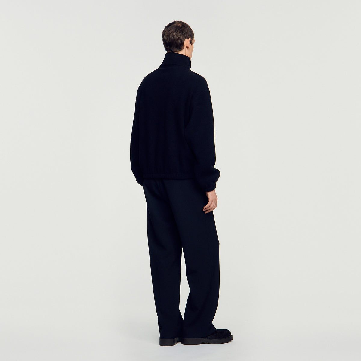 L Fleece Zipped standing collar sweatshirt Black