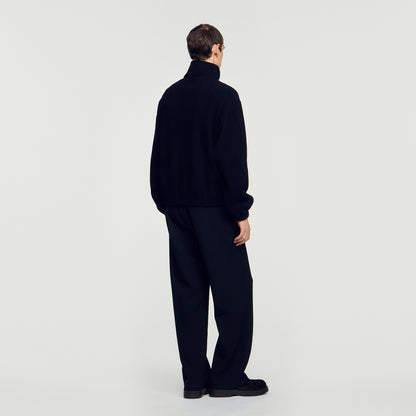 L Fleece Zipped standing collar sweatshirt Black