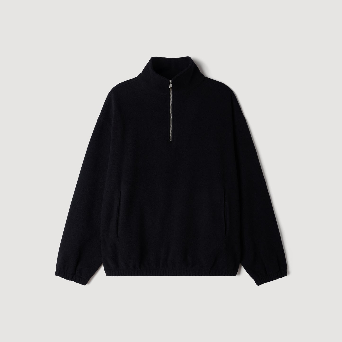 L Fleece Zipped standing collar sweatshirt Black