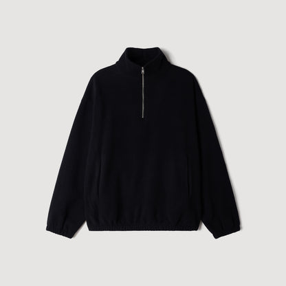 L Fleece Zipped standing collar sweatshirt Black