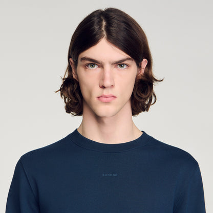 Sandro Logo Crewneck Logo Sweatshirt Navy Blue