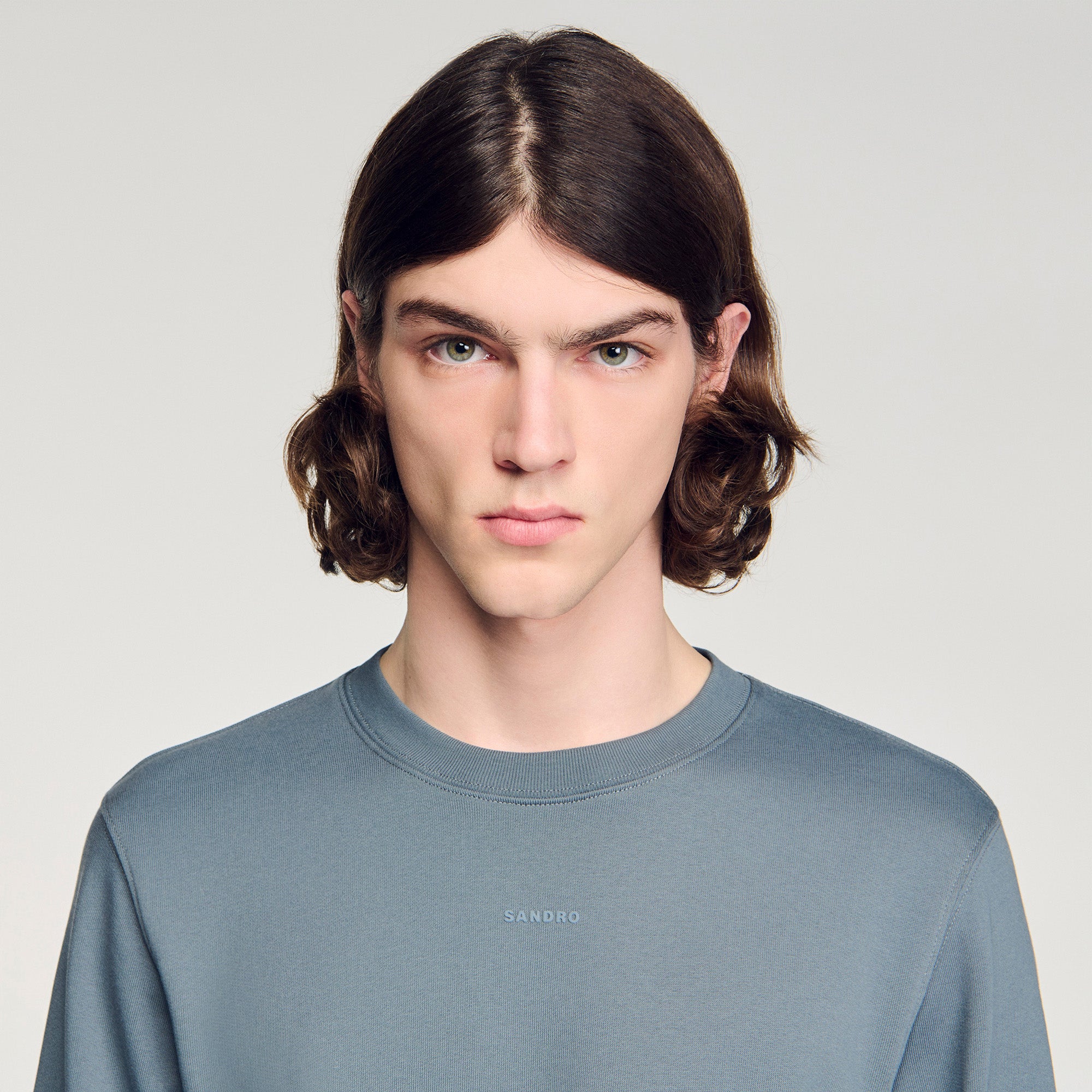 Sandro Logo Crewneck Logo Sweatshirt Grey / Blu