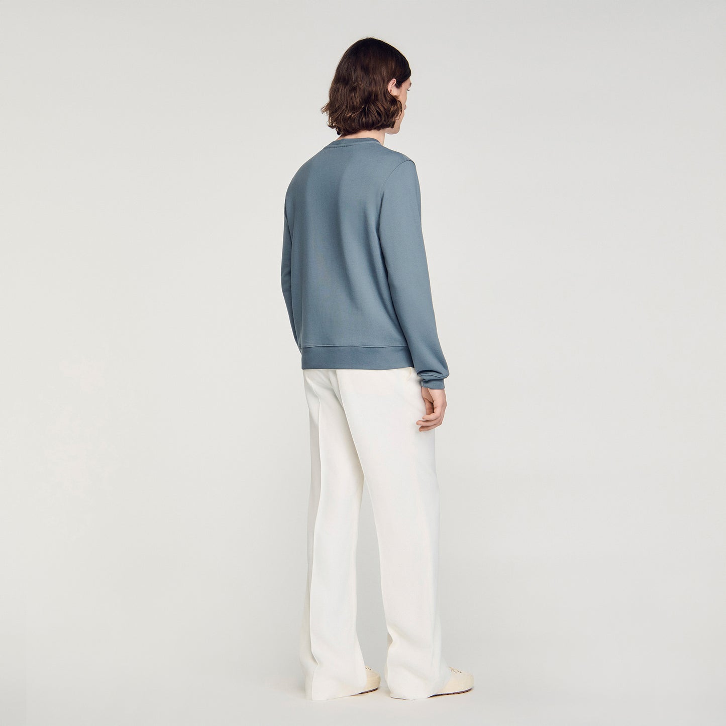 Sandro Logo Crewneck Logo Sweatshirt Grey / Blu