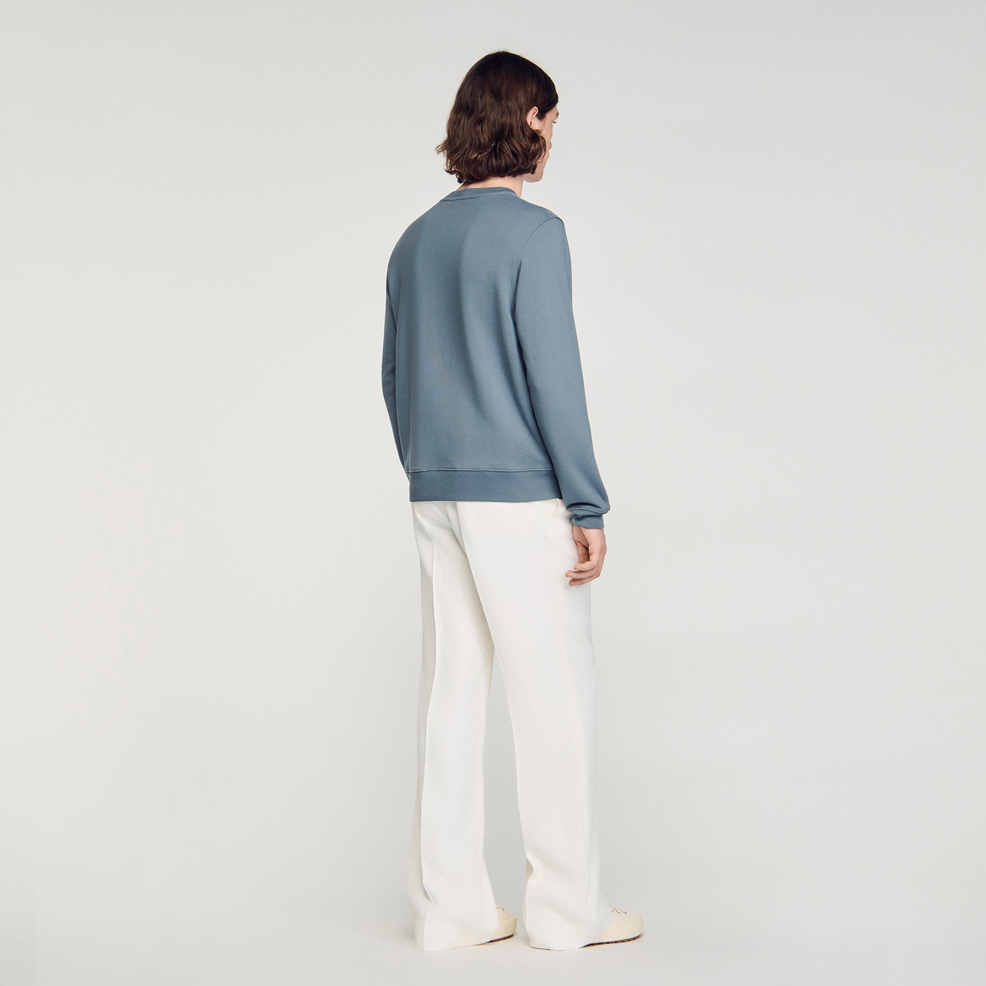 Sandro Logo Crewneck Logo Sweatshirt Grey / Blu