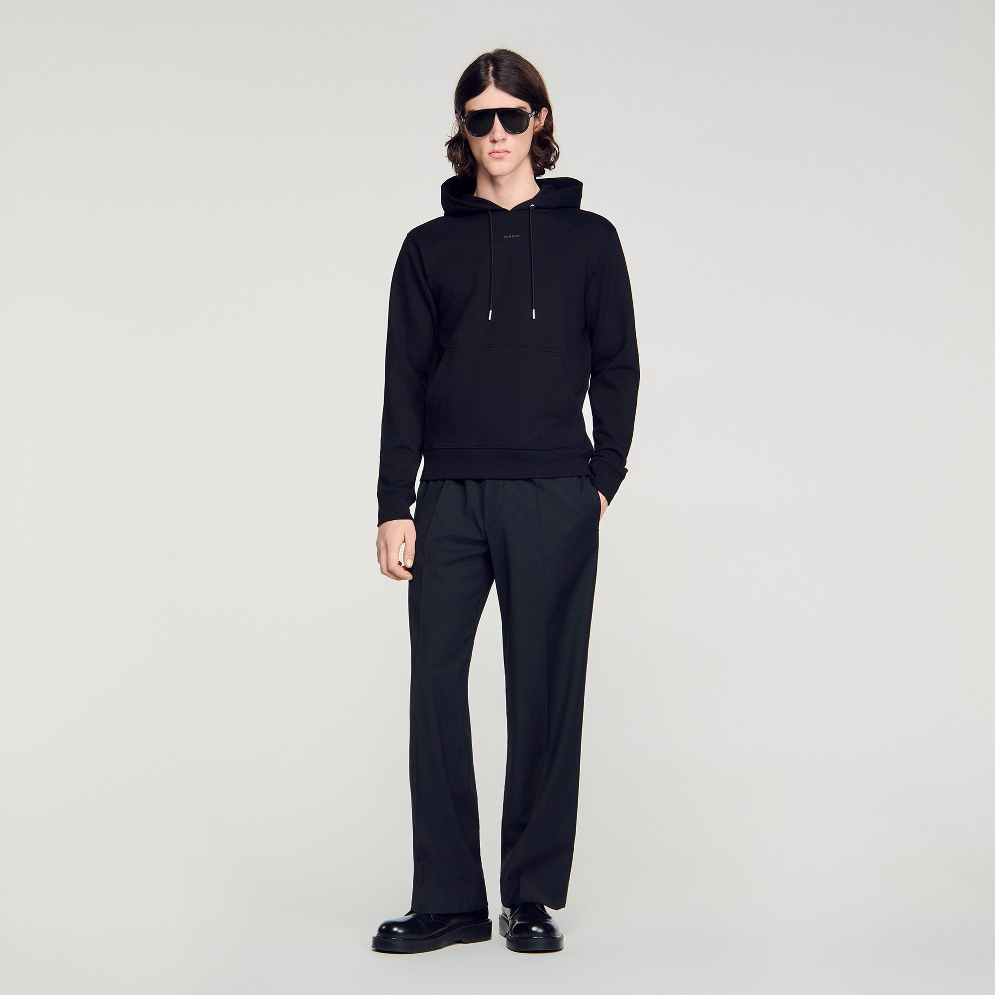 Sandro Logo Hoodie Logo Sweatshirt Black