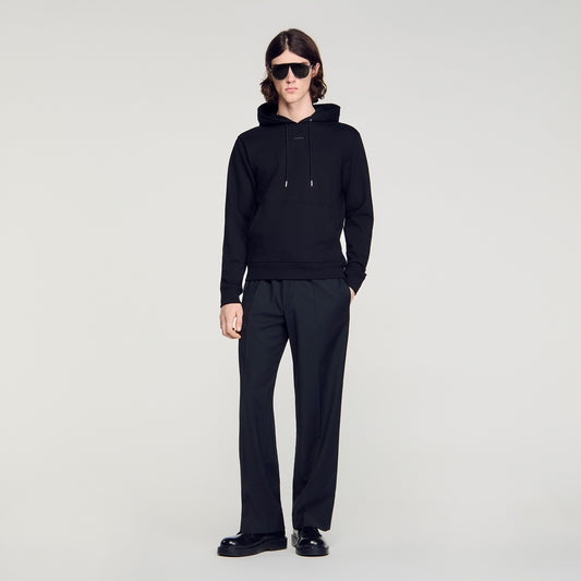 Sandro Logo Hoodie Logo Sweatshirt Black