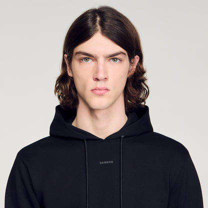 Sandro Logo Hoodie Logo Sweatshirt Black