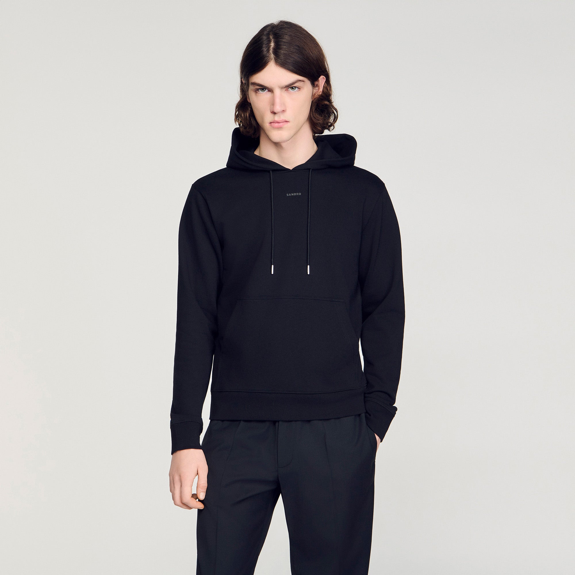 Sandro Logo Hoodie Logo Sweatshirt Black