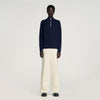 Zip Sweater Wool Jumper With Zip Collar Midnight Blue