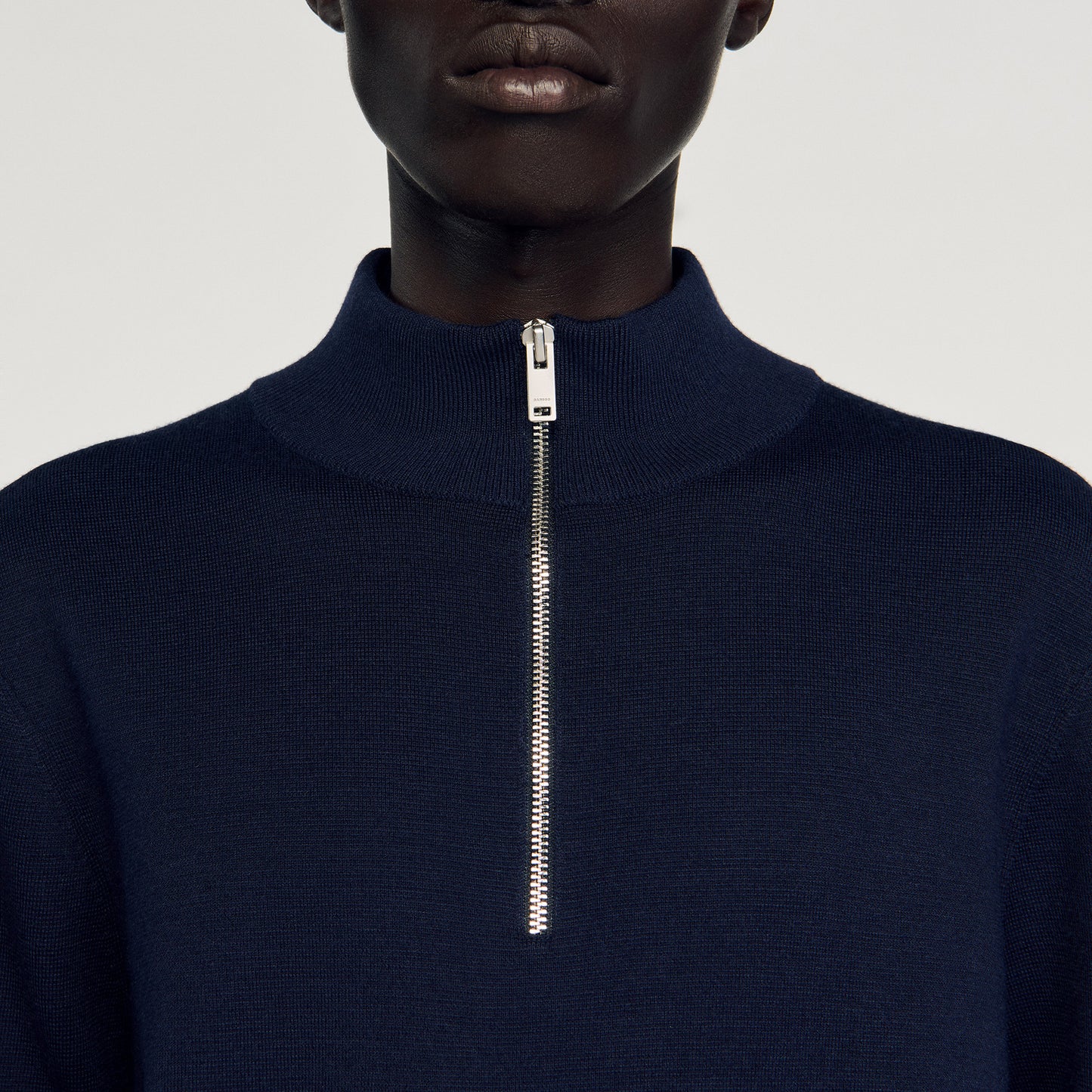 Zip Sweater Wool Jumper With Zip Collar Midnight Blue