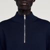 Zip Sweater Wool Jumper With Zip Collar Midnight Blue
