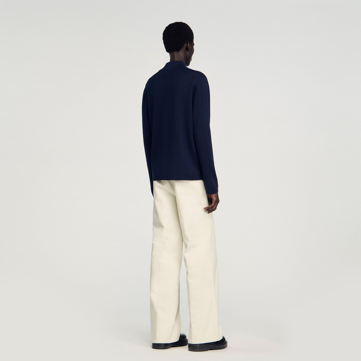 Zip Sweater Wool Jumper With Zip Collar Midnight Blue