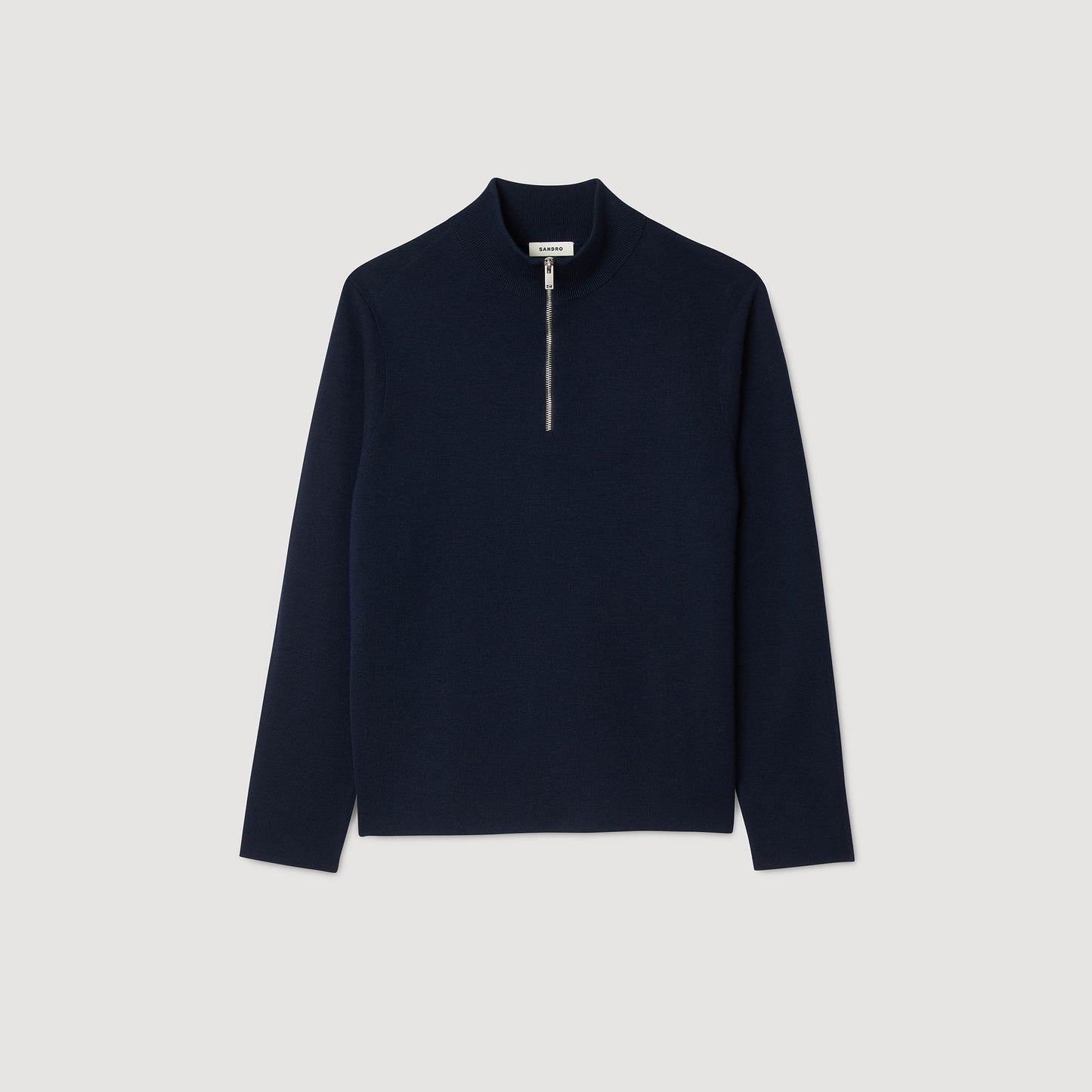 Zip Sweater Wool Jumper With Zip Collar Midnight Blue