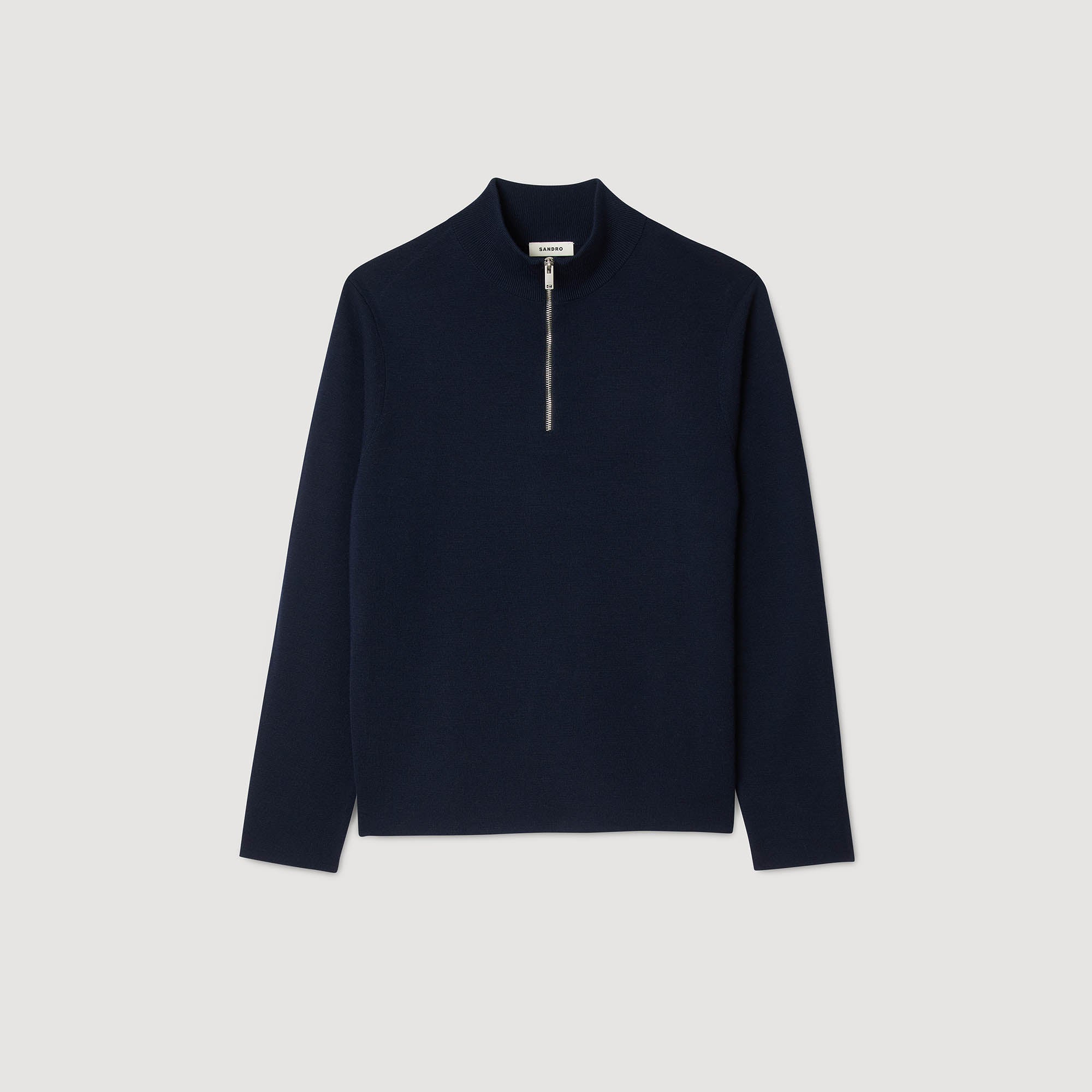 Zip Sweater Wool Jumper With Zip Collar Midnight Blue