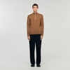 Zip Sweater Wool Jumper With Zip Collar Beige