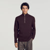 Zip Sweater Wool jumper with zip collar Chocolate