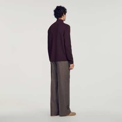 Zip Sweater Wool jumper with zip collar Chocolate